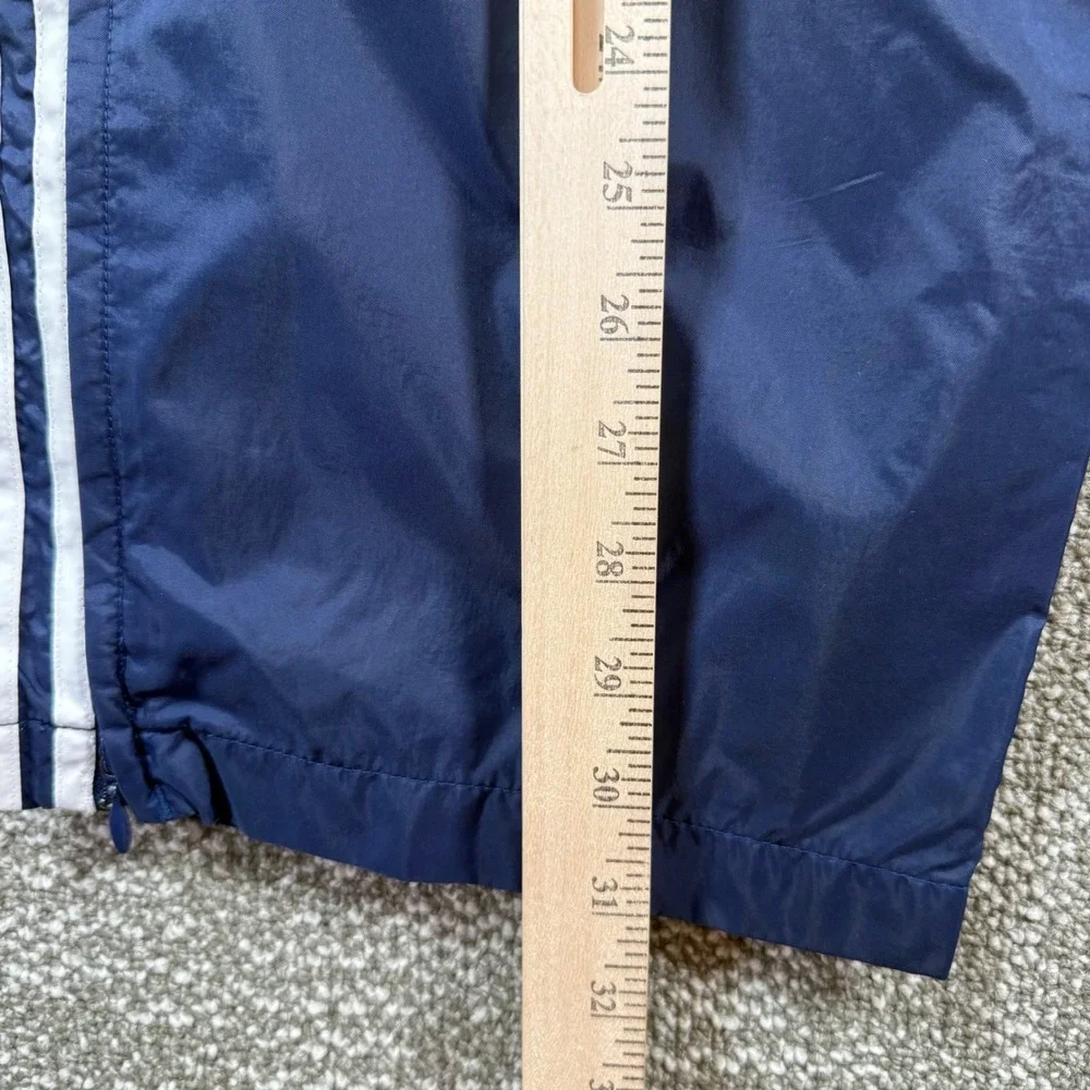 Adidas Track Windbreaker Pants Mens M Blue 3-Stripe Mesh Lined Zipper Hem Jogger - Picture 9 of 11